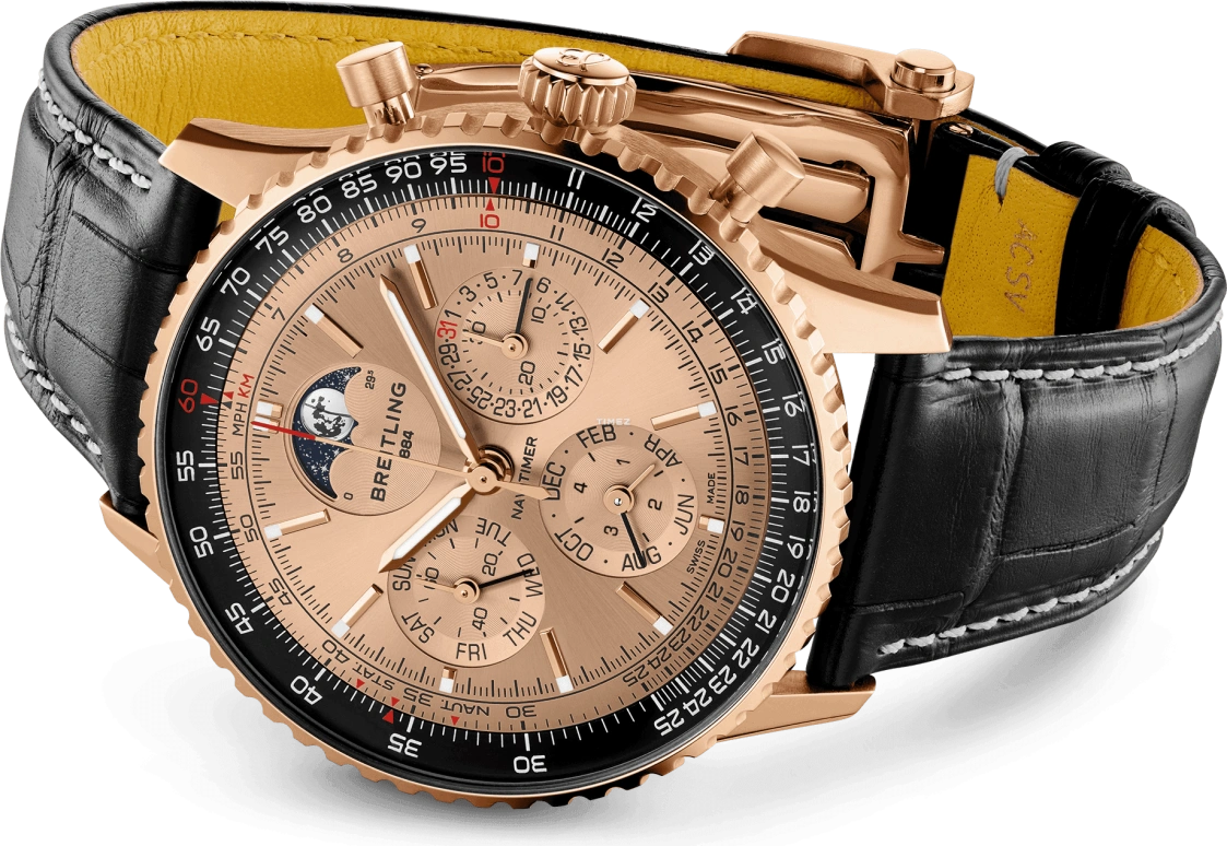 Breitling,Navitimer 43mm,43mm,Red Gold,Rose Gold,Automatic,Chronograph,Moonphase,Perpetual Calendar,Leap Year,96hours,In-house Caliber,RB19101A1H1P1