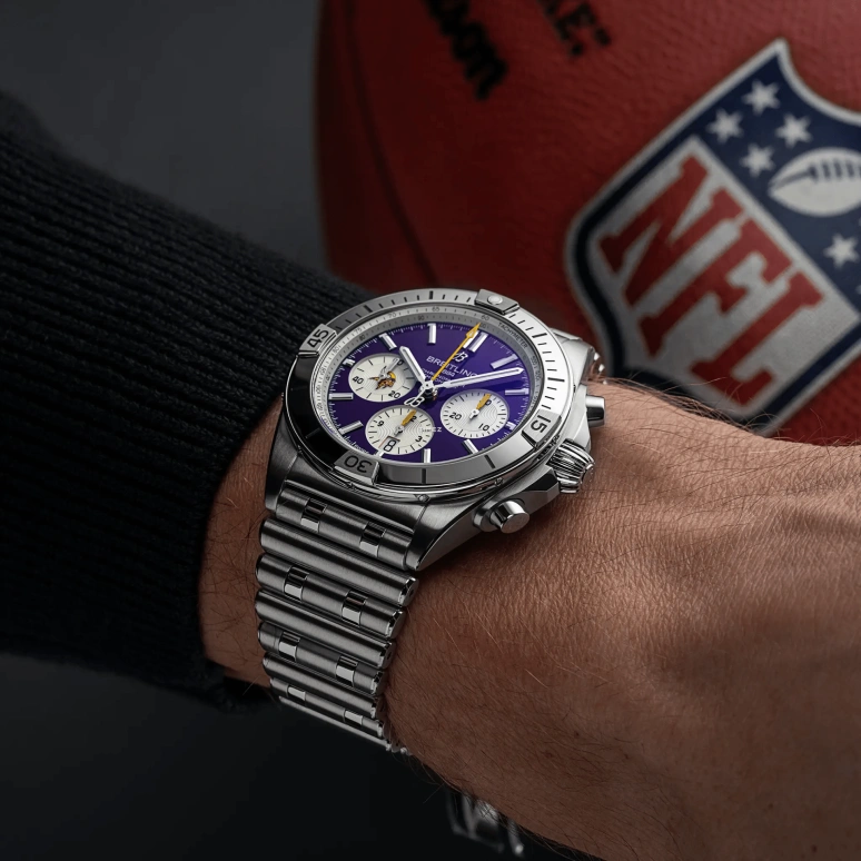 Breitling,Chronomat 42mm,42mm,Stainless Steel,Purple,Silver,Automatic,Chronograph,Day,AB01342B1K4A1