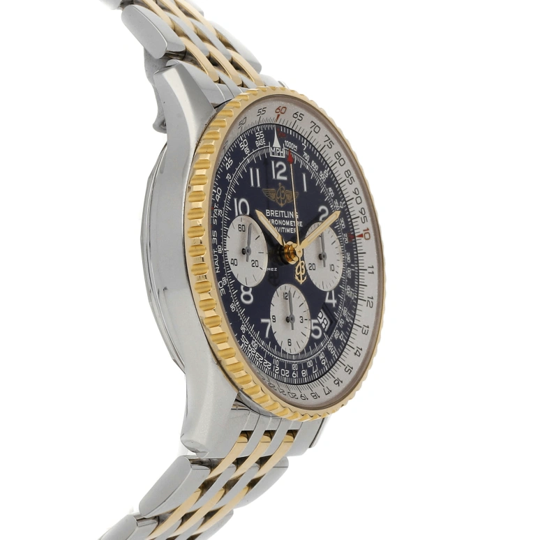 Breitling,Navitimer 41.80mm,41.80mm,Stainless Steel,Yellow Gold,Blue,Automatic,Chronograph,Day,D2332212,D2332212/C587.442D