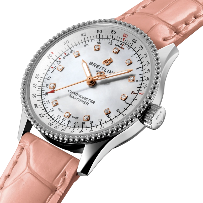 Breitling,Navitimer 35mm,35mm,Stainless Steel,White,Automatic,38hours,In-house Caliber,A17395211A1P3