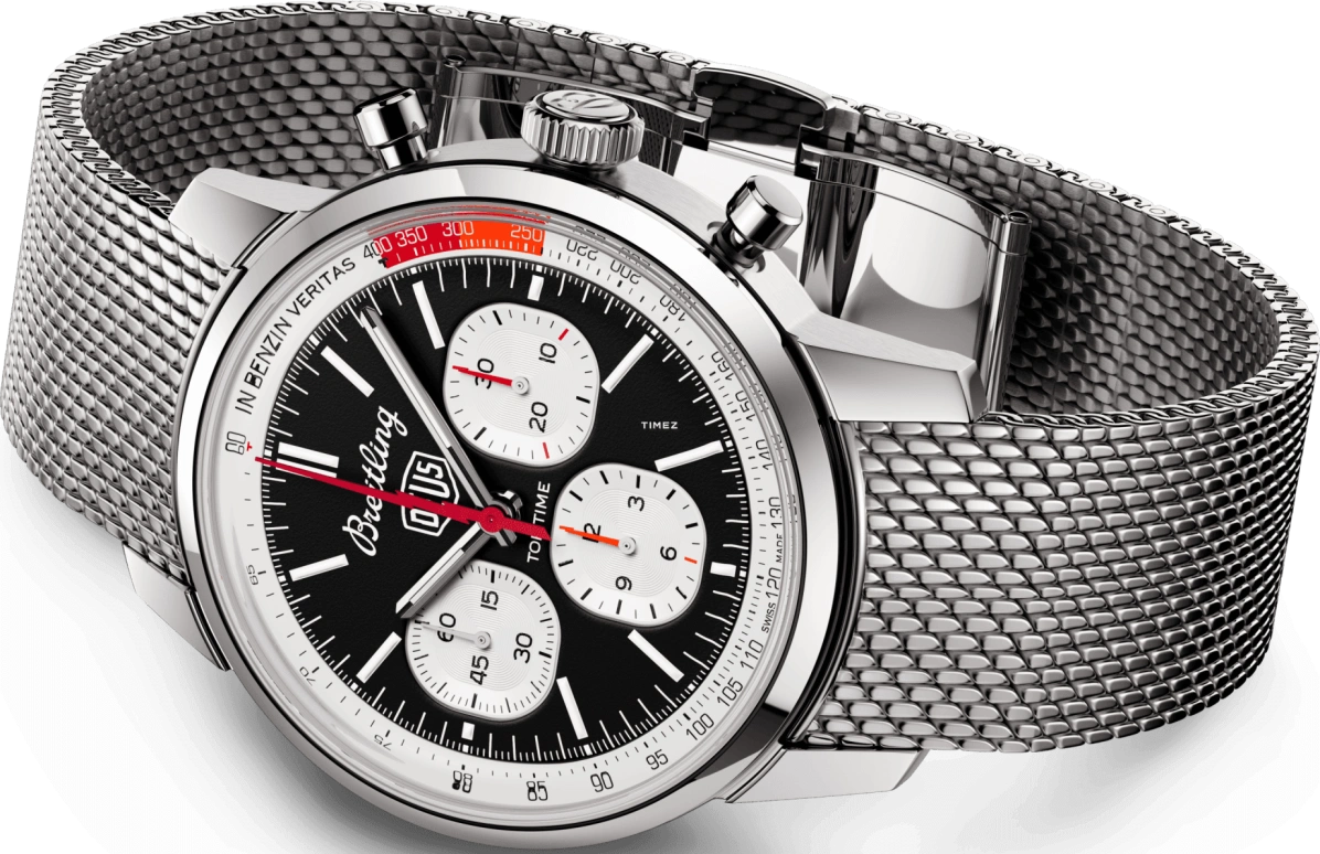 Breitling,Top Time 41mm,41mm,Stainless Steel,Black,White,Automatic,Chronograph,Sapphire,Crystal Glass,AB01765A1B1A1