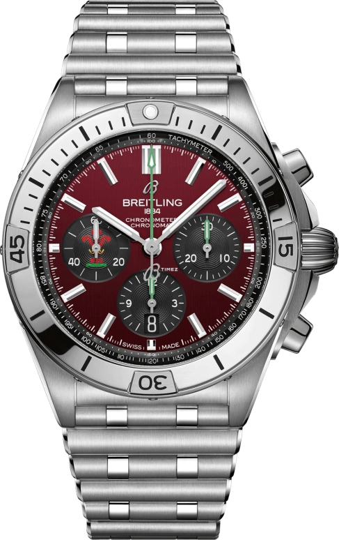 Breitling,Superocean 42mm,42mm,Stainless Steel,Red,Automatic,Chronograph,Day,AB0134A61K1A1