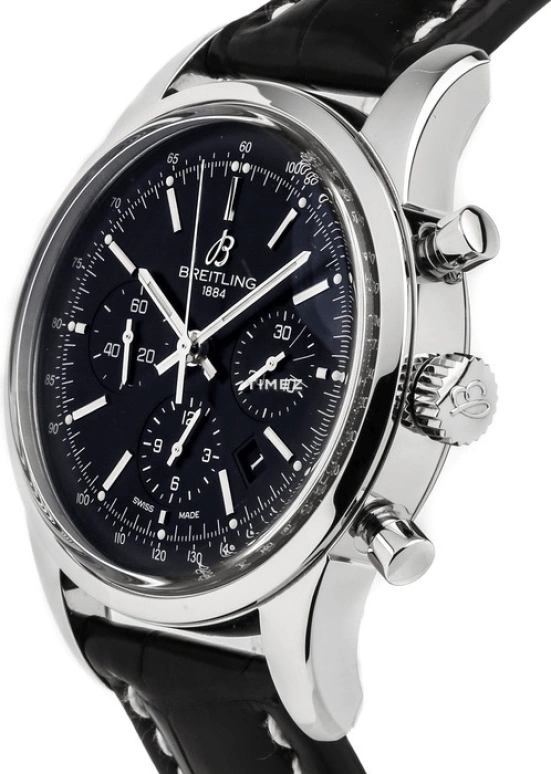 Breitling,Transocean 43mm,43mm,Stainless Steel,Black,Automatic,Chronograph,Day,AB015212,AB015212/BA99/743P/A20BA.1
