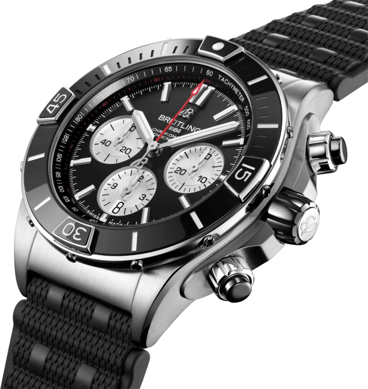 Breitling,Chronomat 44mm,44mm,Ceramic,Stainless Steel,Black,Automatic,Chronograph,Day,Column Wheel,AB0136251B1S1
