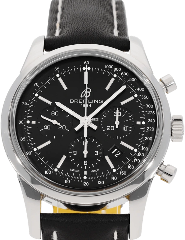 Breitling,Transocean 43mm,43mm,Stainless Steel,Black,Automatic,Chronograph,Day,AB015212,AB015212/BA99/435X/A20BA.1