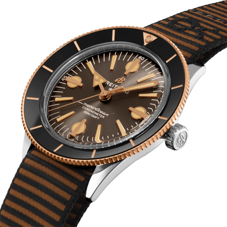 Breitling,Superocean Heritage 42mm,42mm,Red Gold,Stainless Steel,Brown,Automatic,42hours,In-house Caliber,U103701A1Q1W1