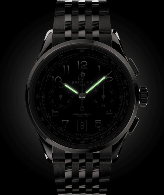 Breitling,Premier 42mm,42mm,Stainless Steel,Black,Automatic,Chronograph,Day,AB0145221B1A1