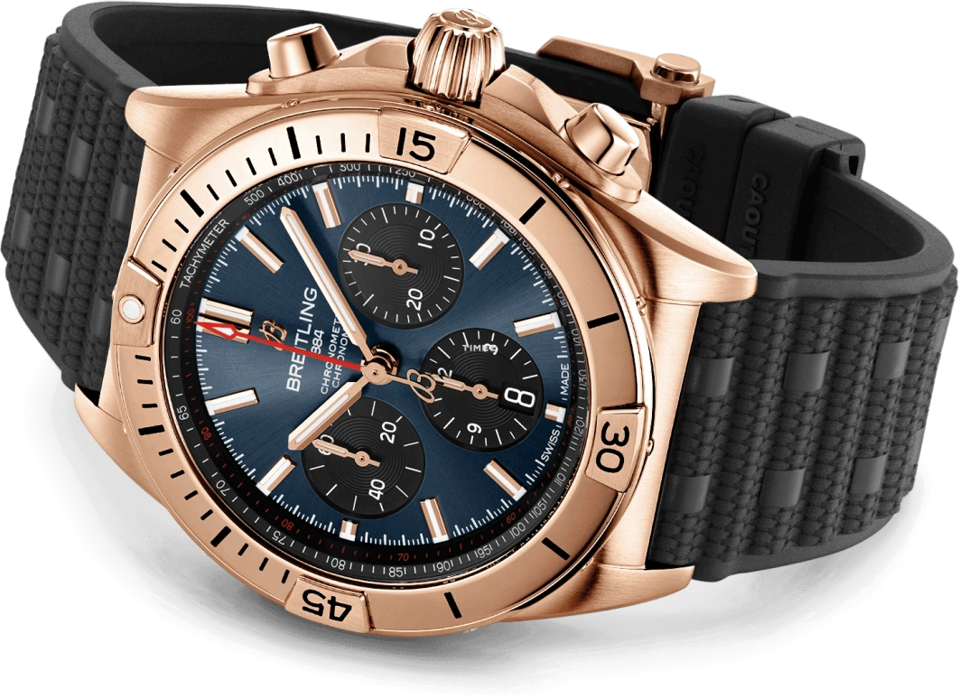 Breitling,Chronomat 42mm,42mm,Sedna Gold,Blue,Automatic,Chronograph,Day,RB01343A1C1S1
