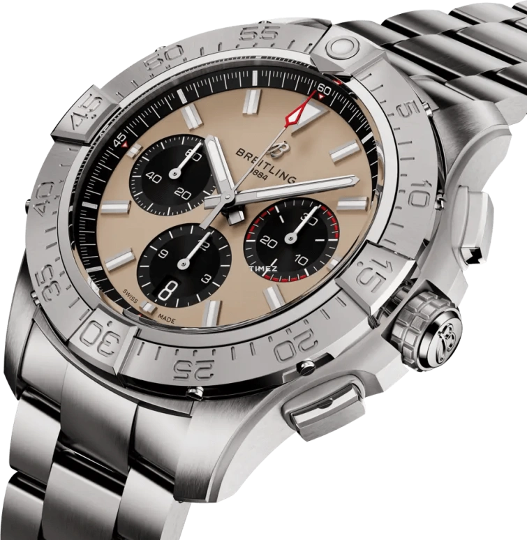Breitling,Avenger 44mm,44mm,Stainless Steel,Brown,Automatic,Chronograph,Day,AB0147101A1A1