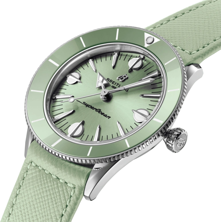 Breitling,Superocean Heritage 38mm,38mm,Stainless Steel,Green,Automatic,Chronograph,Day,A10340361L1X1
