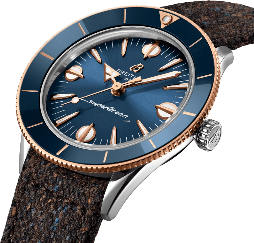 Breitling,Superocean Heritage 38mm,38mm,Stainless Steel,Red Gold,Blue,Automatic,Sapphire,Crystal Glass,Round,U10340161C1A1