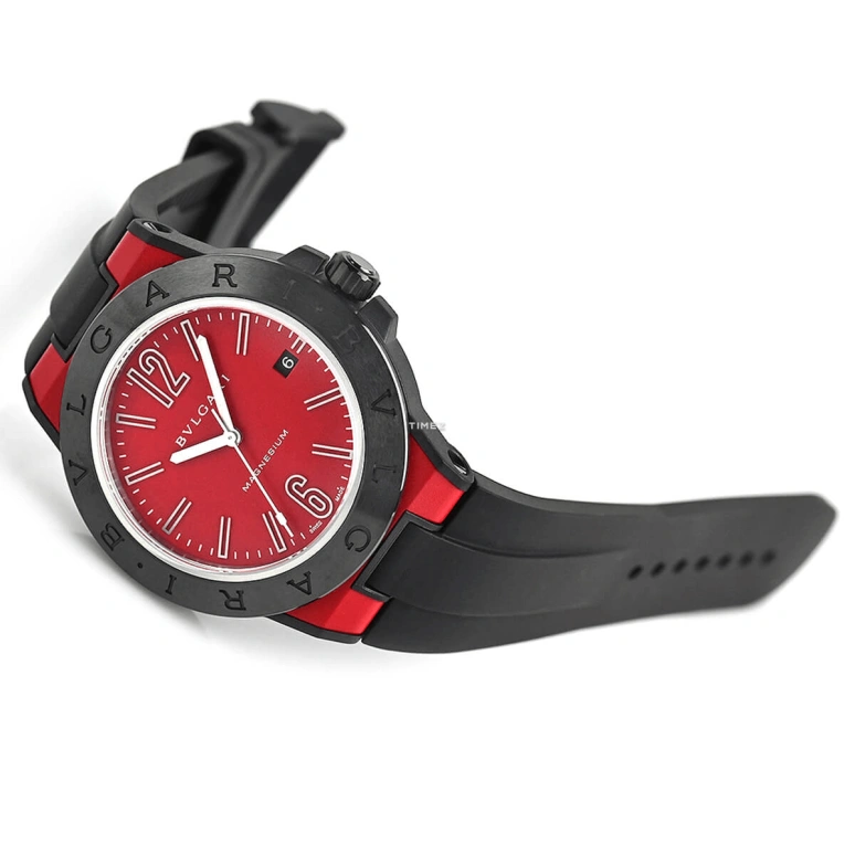 Bulgari,Diagono 41mm,41mm,Ceramic,Red,Automatic,Day,Sapphire,Crystal Glass,102675
