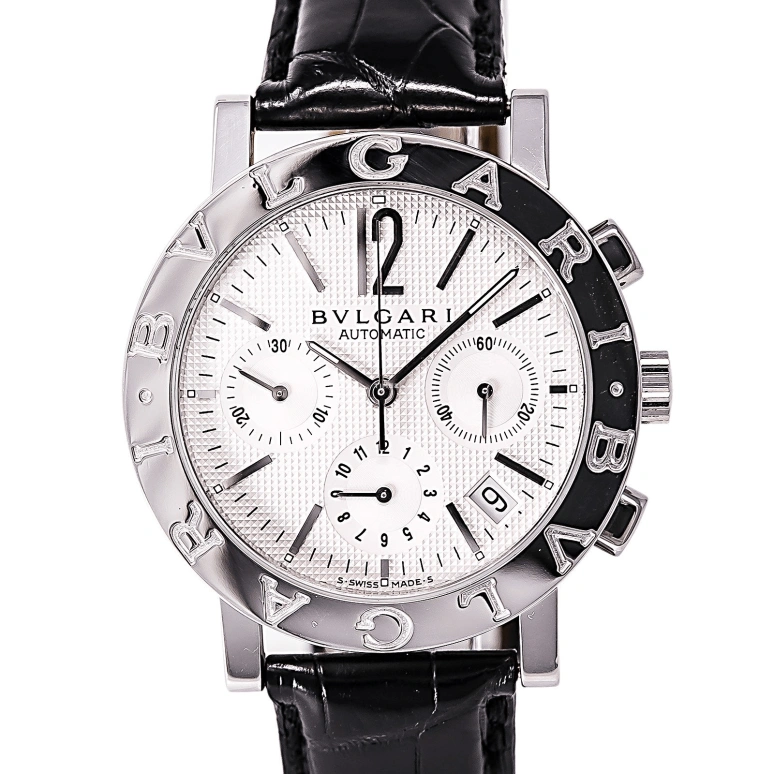 Bulgari,Bulgari Bulgari 38mm,38mm,Stainless Steel,White,Automatic,Chronograph,Day,BB38WSLDCH,BB38WSLDCH/N