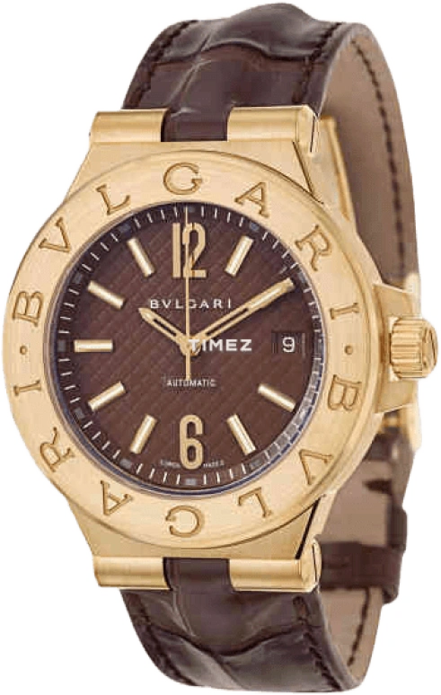Bulgari,Diagono 40mm,40mm,Yellow Gold,Coffee,Brown,Automatic,Day,Sapphire,Crystal Glass,DG40C11GLD