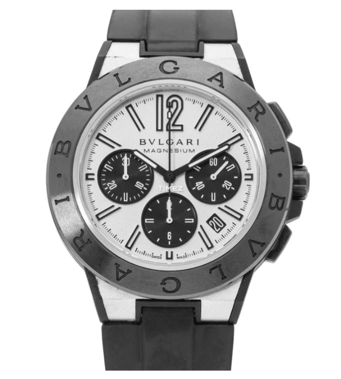 Bulgari,Diagono 42mm,42mm,Peek,Magnesium Alloy,Ceramic,White,Automatic,Chronograph,Day,102305