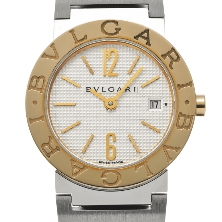 Bulgari,Bulgari Bulgari 26mm,26mm,Stainless Steel,White,Quartz,Day,Sapphire,Crystal Glass,BB26WSGD,BB26WSGD/N