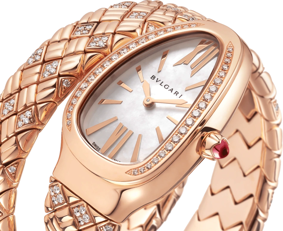 Bulgari,Serpenti 35mm,35mm,Rose Gold,White,Quartz,Sapphire,Crystal Glass,Other,103656