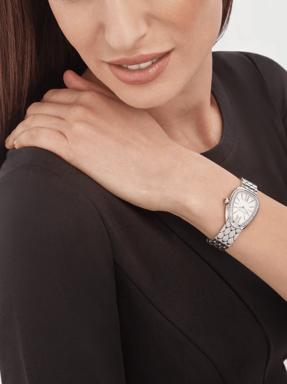 Bulgari,Serpenti 33mm,33mm,Stainless Steel,Silver,Sapphire,Crystal Glass,Opal,103361