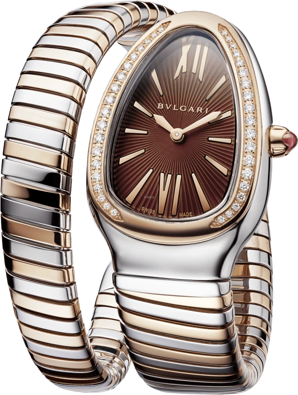 Bulgari,Serpenti 35mm,35mm,Stainless Steel,Coffee,Brown,Sapphire,Crystal Glass,103071