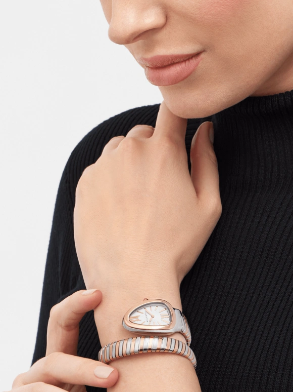 Bulgari,Serpenti 35mm,35mm,Stainless Steel,White,Sapphire,Crystal Glass,Opal,103708