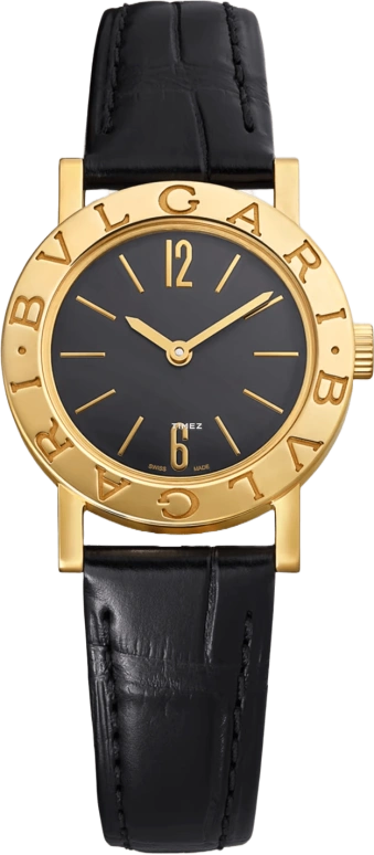 Bulgari,Bulgari Bulgari 26mm,26mm,Yellow Gold,Black,Quartz,Sapphire,Crystal Glass,Round,103897