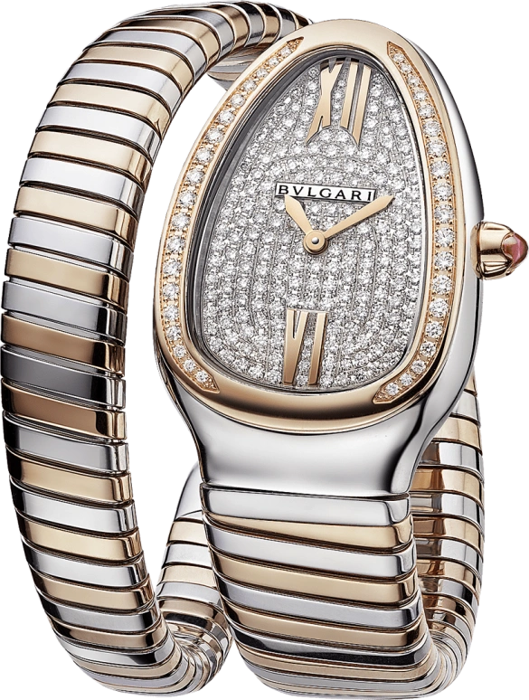 Bulgari,Serpenti 35mm,35mm,Stainless Steel,Sapphire,Crystal Glass,Setting,Diamonds,Paved,Closed,103150