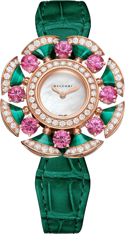 Bulgari,Divas' Dream 33mm,33mm,Rose Gold,White,Sapphire,Crystal Glass,Setting,Diamonds,103636