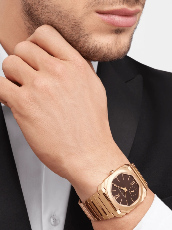 Bulgari,Octo 40mm,40mm,Rose Gold,Coffee,Brown,Gold,Automatic,60hours,In-house Caliber,103637