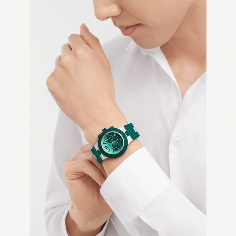 Bulgari,Aluminium 40mm,40mm,Aluminium,Green,White,Automatic,Chronograph,Day,104076