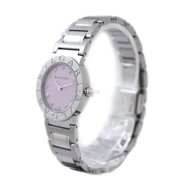 Bulgari,Bulgari Bulgari 26mm,26mm,Stainless Steel,Pink,Quartz,Sapphire,Crystal Glass,Round,BB26C2SS,BB26C2SS/12JA