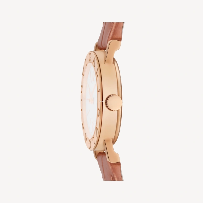 Bulgari,Bulgari Bulgari 26mm,26mm,Rose Gold,White,Quartz,Sapphire,Crystal Glass,Round,103966