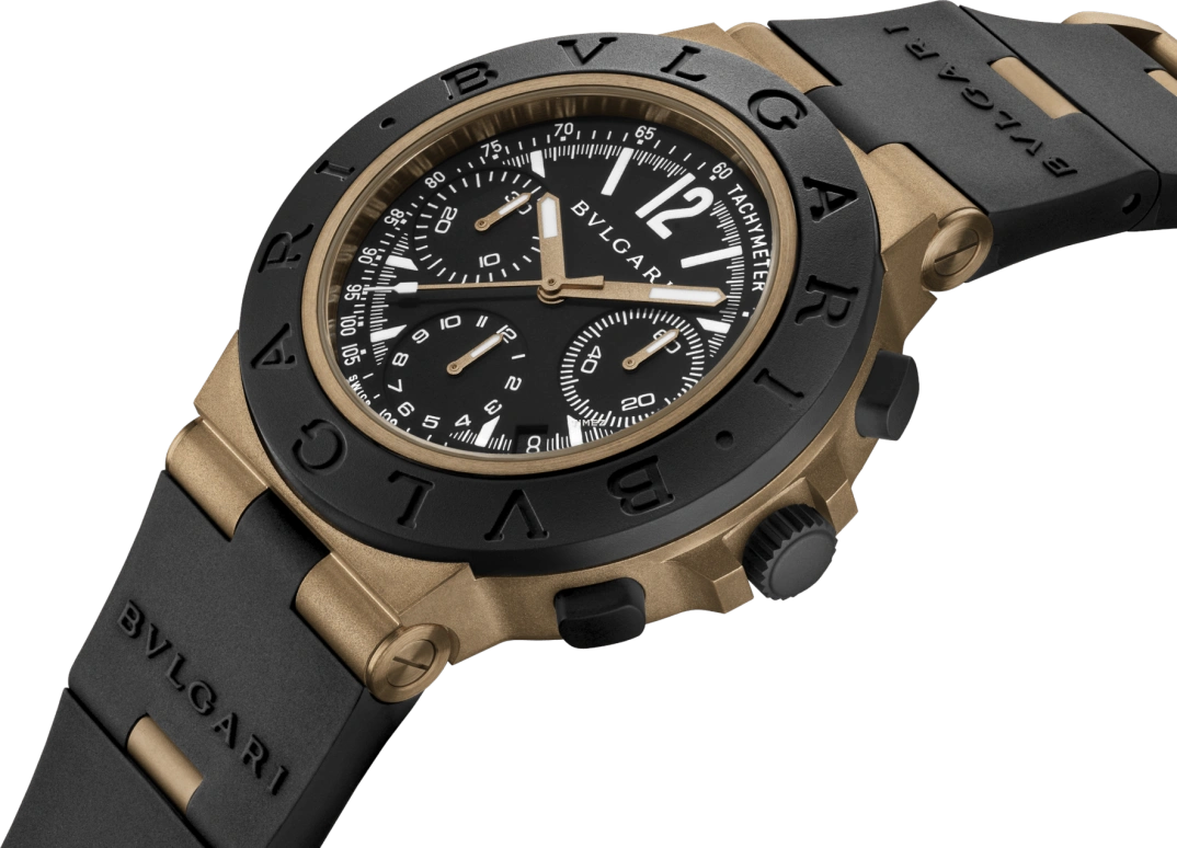 Bulgari,Aluminium 41mm,41mm,Bronze,Rubber,Black,Automatic,Chronograph,Day,104242
