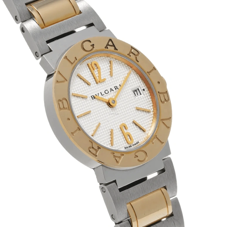 Bulgari,Bulgari Bulgari 26mm,26mm,Stainless Steel,White,Quartz,Day,Sapphire,Crystal Glass,BB26WSGD,BB26WSGD/N