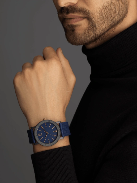 Bulgari,Bulgari Bulgari 41mm,41mm,Stainless Steel,Blue,Sapphire,Crystal Glass,103133