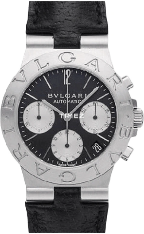 Bulgari,Diagono 35mm,35mm,Stainless Steel,Black,Sapphire,Crystal Glass,Closed,CH35BSLD