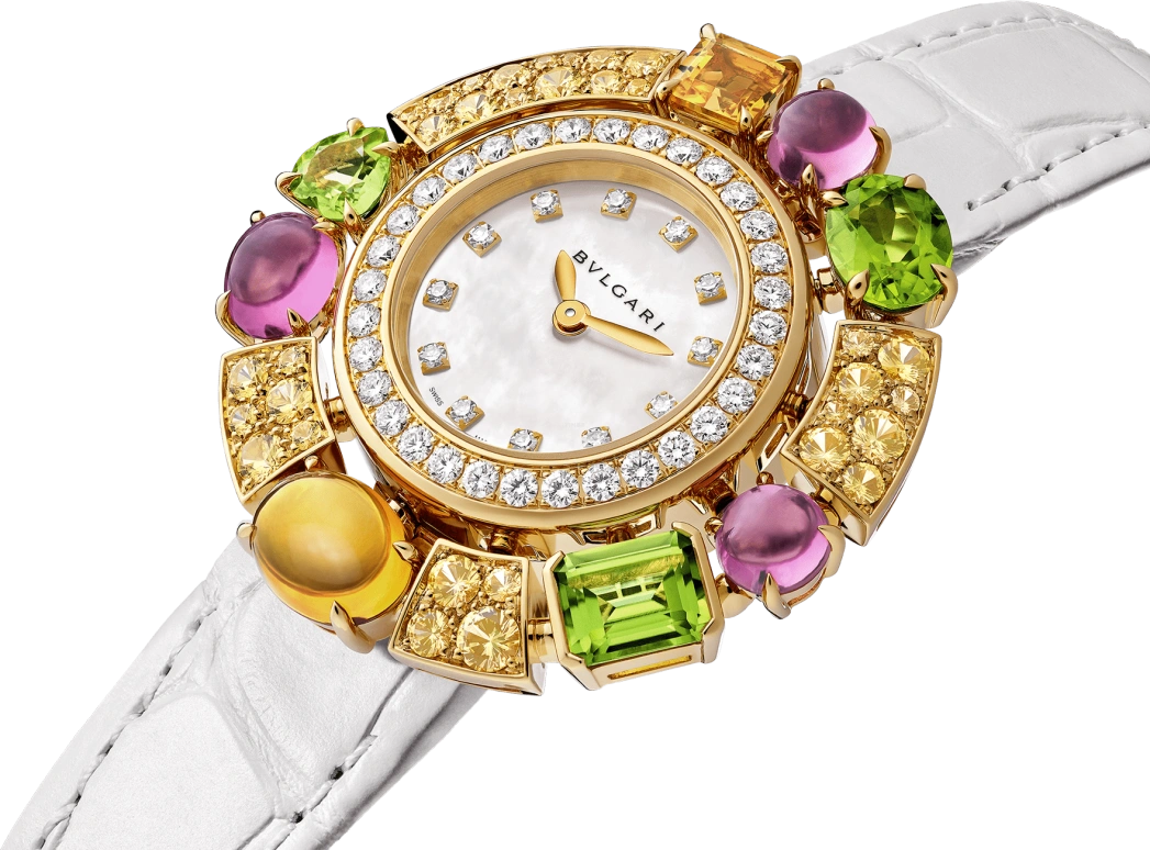 Bulgari,High Jewellery 36mm,36mm,Sapphire,Yellow Gold,Crystal,White,Sapphire,Crystal Glass,Oval,Pink Red,Yellow,103714
