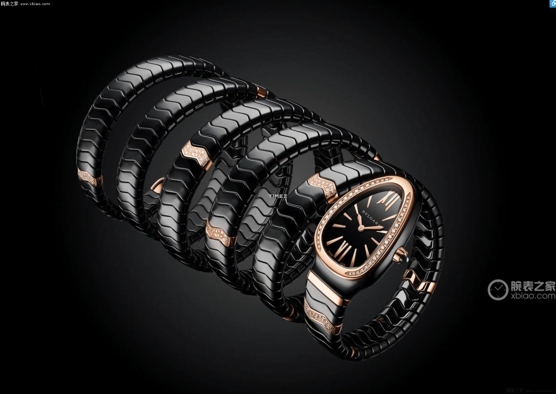 Bulgari,Serpenti 35mm,35mm,Rose Gold,Ceramic,Black,Quartz,Sapphire,Other,102888