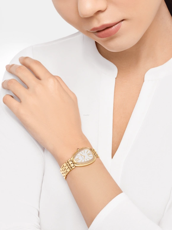 Bulgari,Serpenti Seduttori 33mm,33mm,Yellow Gold,Silver White,White,Quartz,pear-shape,Gold,103942