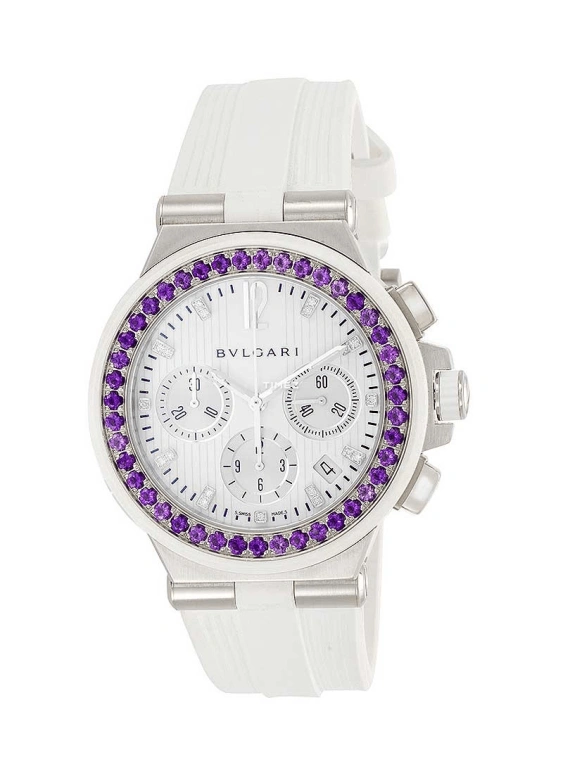 Bulgari,Other 40mm,40mm,Stainless Steel,White,Automatic,Chronograph,Day,101926