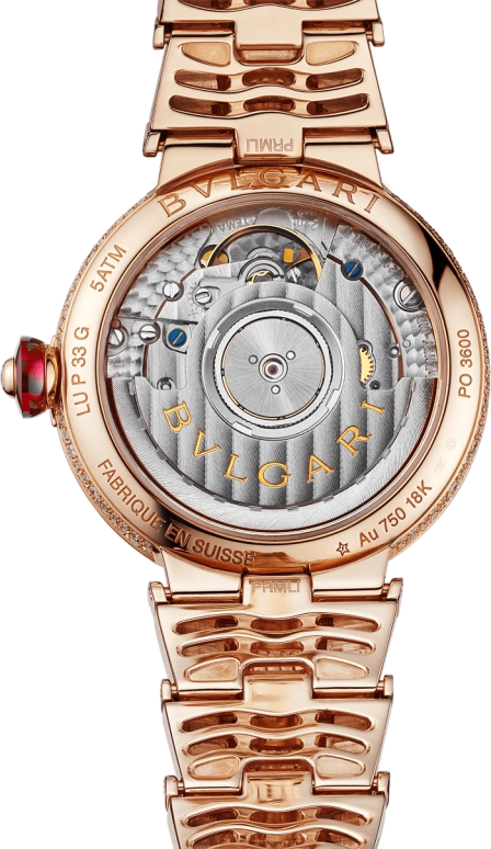 Bulgari,Lvcea 33mm,33mm,Rose Gold,Silver,Sapphire,Crystal Glass,Snow Setting,Setting,Diamonds,102617