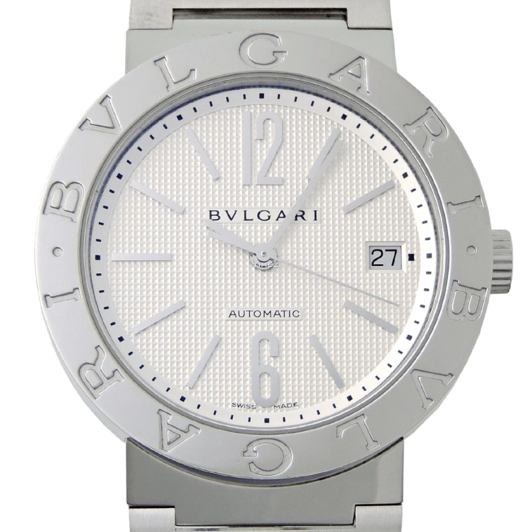 Bulgari,Bulgari Bulgari 38mm,38mm,Stainless Steel,White,Automatic,Day,Sapphire,Crystal Glass,BB38WSSDAUTO,BB38WSSDAUTO/N