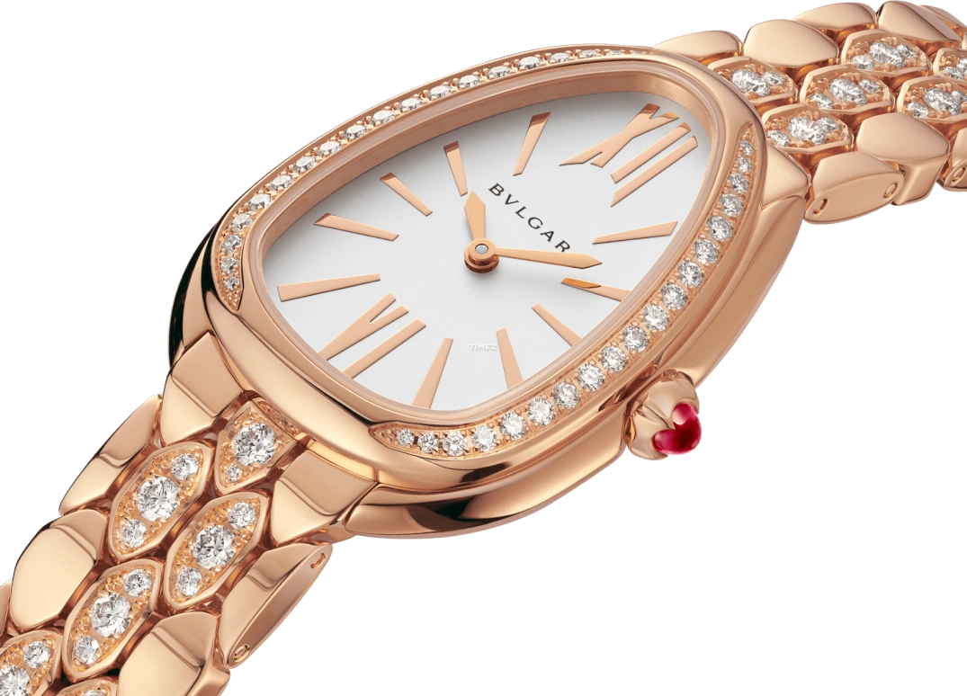 Bulgari,Serpenti Seduttori 33mm,33mm,Rose Gold,White,Quartz,pear-shape,103946
