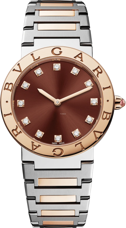 Bulgari,Bulgari Bulgari ,Stainless Steel,Rose Gold,Coffee,Brown,Sapphire,Crystal Glass,Rose Gold,102924