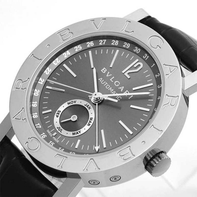 Bulgari,Bulgari Bulgari 38mm,38mm,White Gold,Black,Automatic,Month,Day,BB38GLAC4,BB38GLAC4/C5