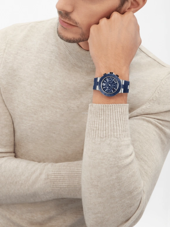 Bulgari,Aluminium 41mm,41mm,Aluminium,Blue,Automatic,Chronograph,Day,104234