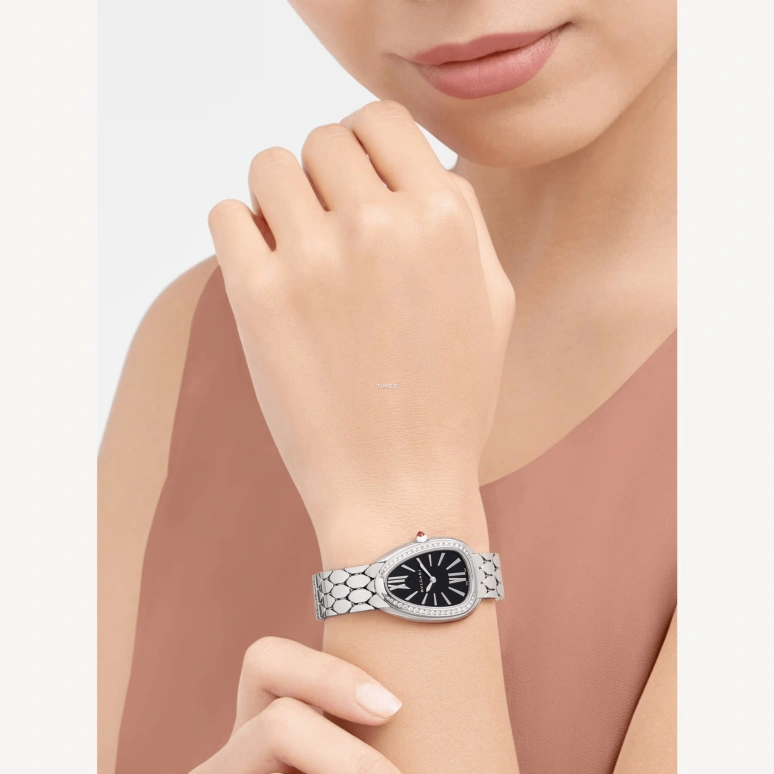 Bulgari,Serpenti Seduttori 33mm,33mm,Stainless Steel,Black,Quartz,Sapphire,Crystal Glass,Other,103950