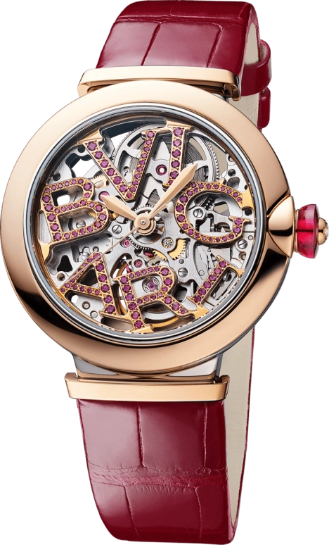 Bulgari,Lvcea 33mm,33mm,Stainless Steel,Sapphire,Crystal Glass,Setting,Ruby,Open,103122