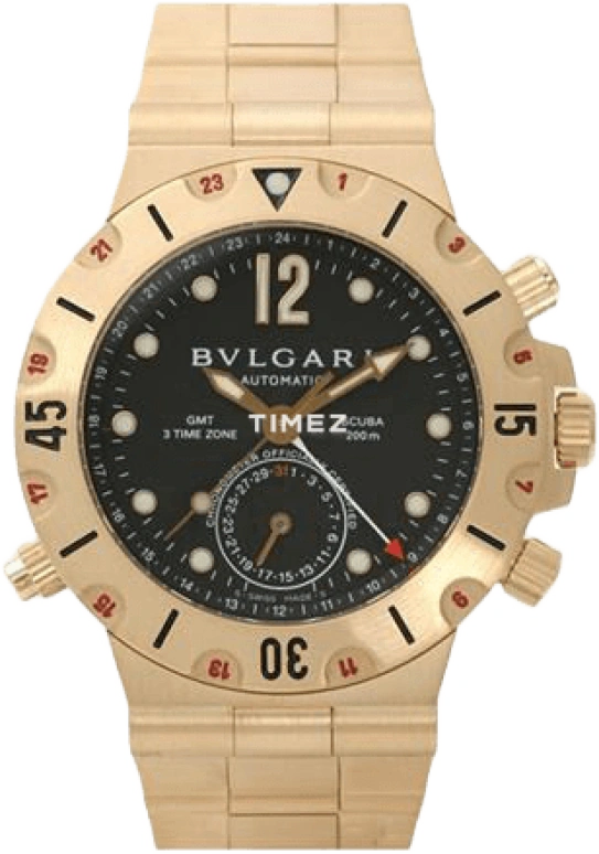 Bulgari,Diagono Professional 38mm,38mm,Yellow Gold,Black,Sapphire,Crystal Glass,Closed,SD38GGDGMT