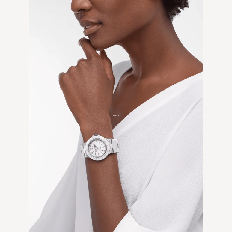 Bulgari,Aluminium 40mm,40mm,Aluminium,White,Automatic,Day,Sapphire,Crystal Glass,103964