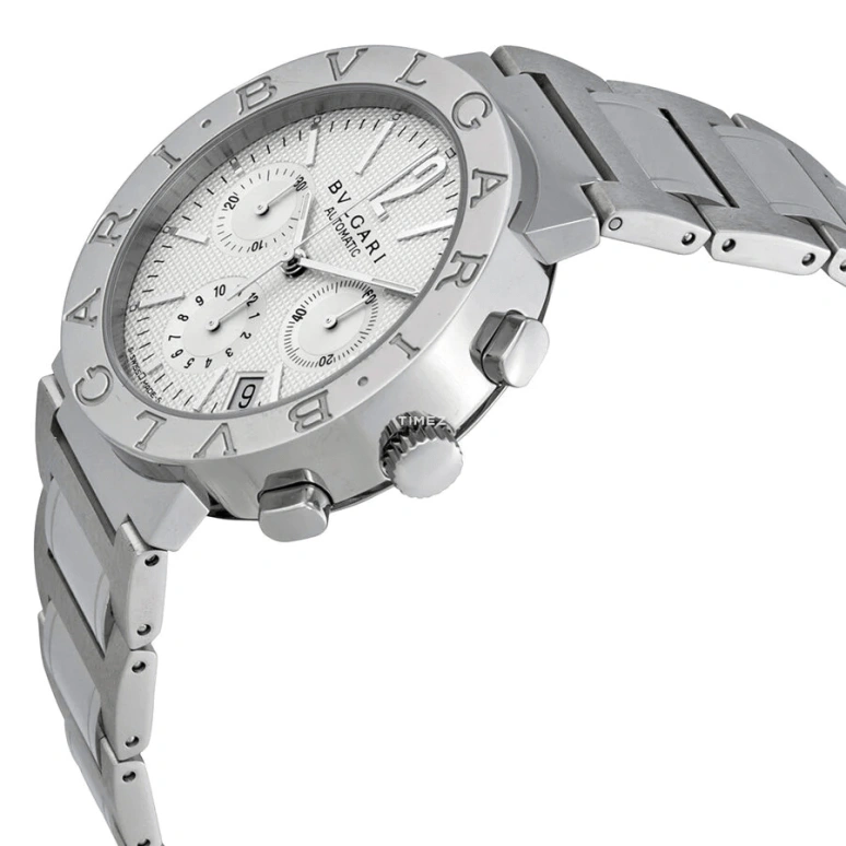 Bulgari,Bulgari Bulgari 38mm,38mm,Stainless Steel,White,Automatic,Chronograph,Day,BB38WSSDCH,BB38WSSDCH/N